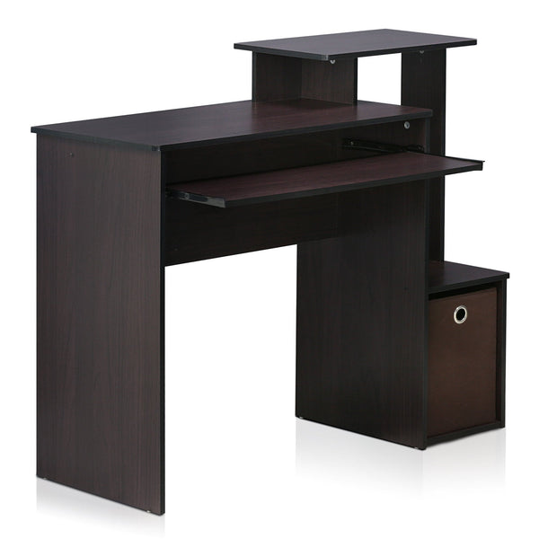 Furinno Econ Multipurpose Home Office Computer Writing Desk, Computer Desk, Study Desk, w/Bin, Dark Walnut, 100.1 (W) x 86.6 (H) x 39.9 (D) cm