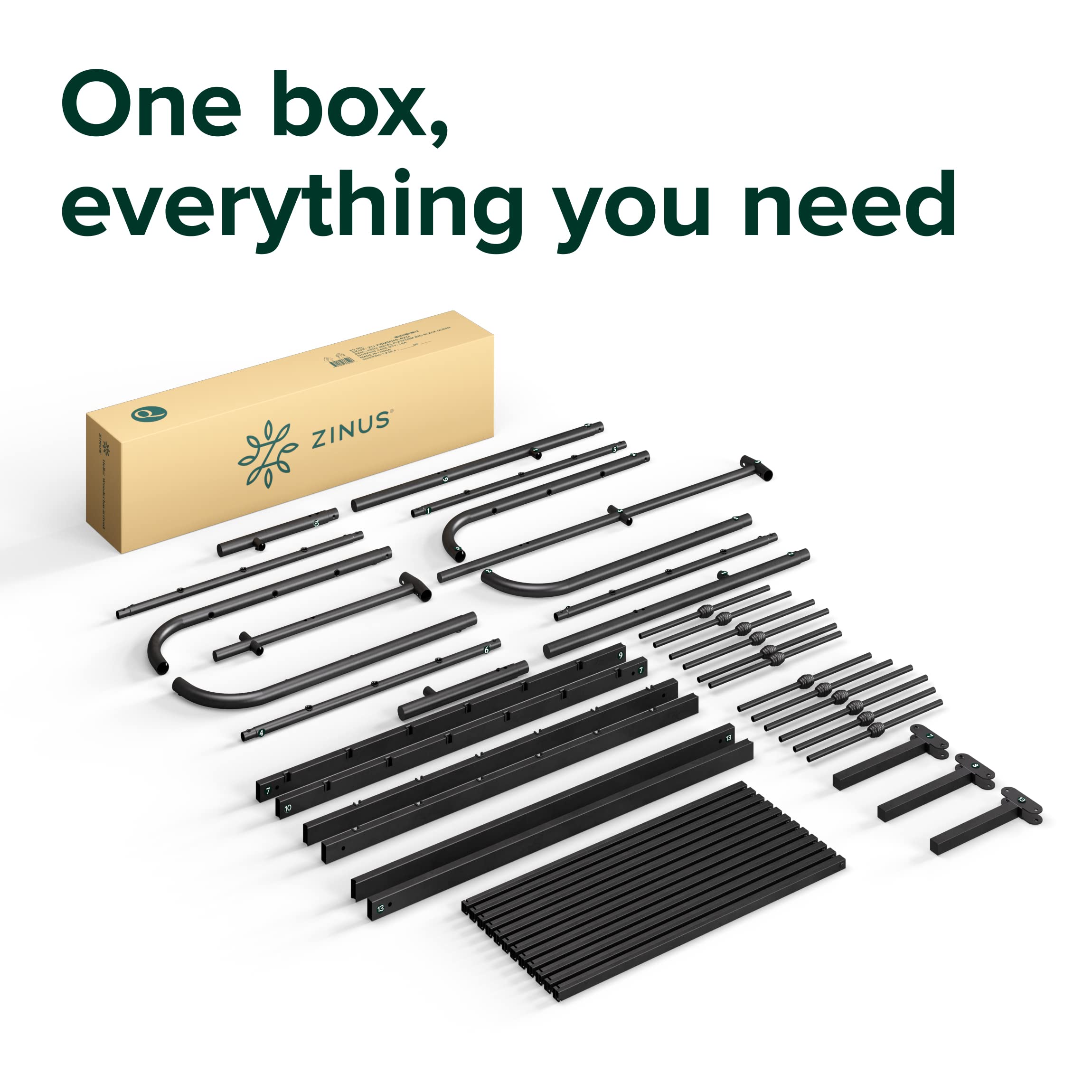 Zinus Heidi Super King Bed frame - Bed 180x200 cm - 30 cm Height - Metal Platform Bed frame with Headboard and Footboard - Black