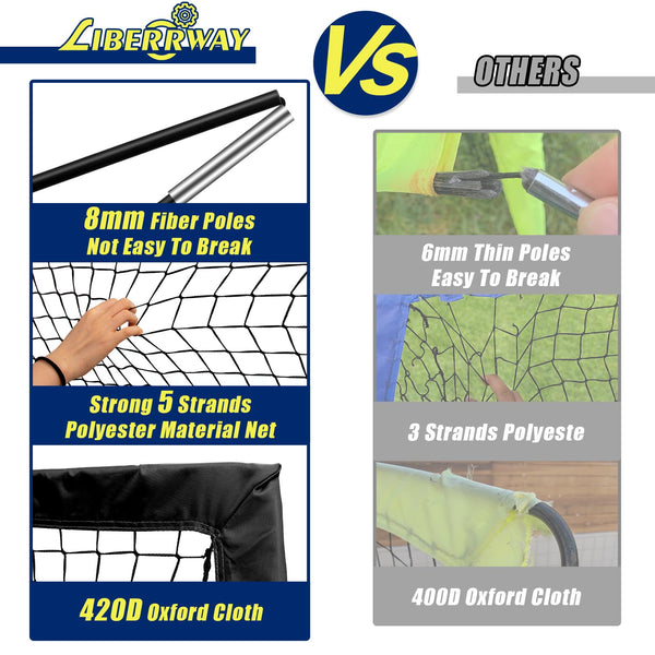 Football Goals for Kids, 4'x 3' Foldable Football Net Set of 2 Post with 6 Football Cones, 8 U-shaped Steel Nails and Carry Bag, Football Training