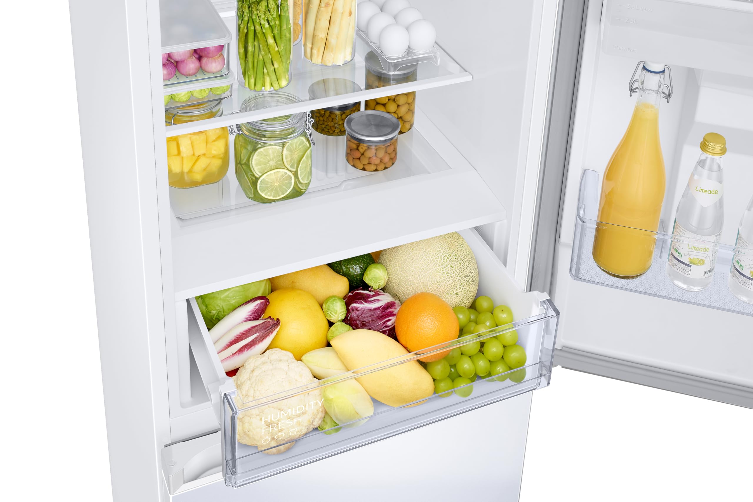 Samsung Classic Fridge Freezer, with Wine Shelf, Features Big Door Bin, All Around Cooling and SpaceMax Technologies, Silver, 7 Series, RB34C652ESA/EU