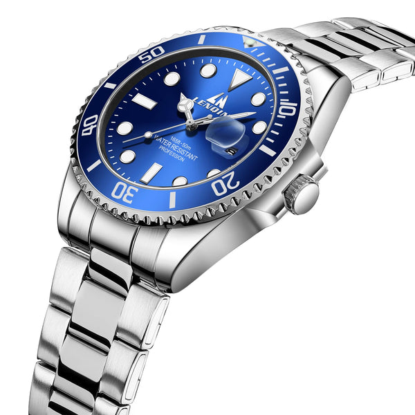 LN LENQIN Mens Watches Stainless Steel Watches Men Waterproof Analog Quartz Watch Men's Wrist Watches with Date Fashion Casual Man Watch