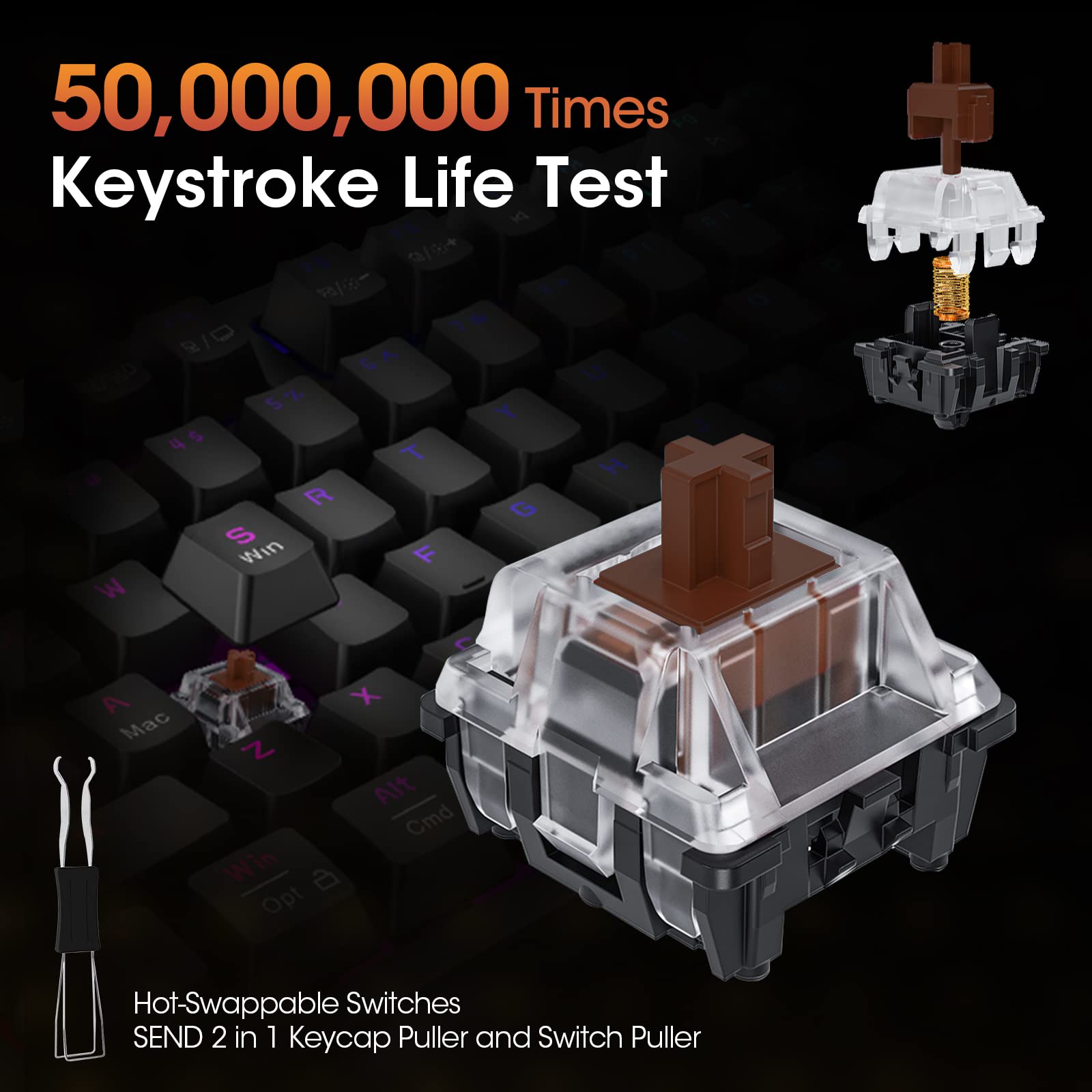 KOORUI Gaming Keyboards, 26 RGB Backlit Mechanical Keyboard Wired 104 Keys Full Size UK Layout with Blue Switch Gamer Keyboards for Windows MacOS Linux