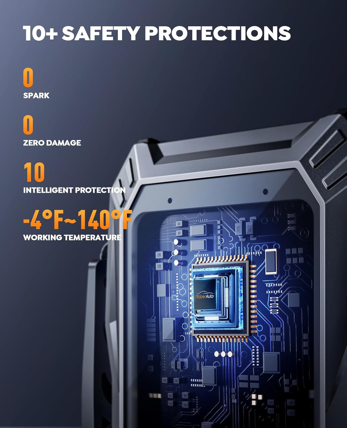 Jump Starter Power Pack with Air Compressor, YaberAuto 6000A Portable Car Battery Booster (All Petrol/10L Diesel), 12V Car Jump Starter Power Bank with Jump Leads, LCD Screen, Emergency Light