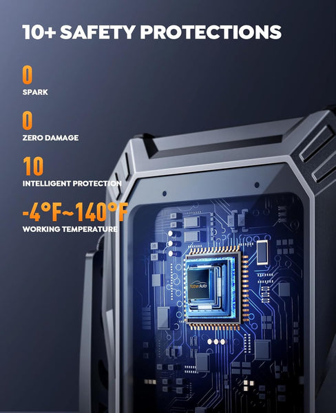 Jump Starter Power Pack with Air Compressor, YaberAuto 6000A Portable Car Battery Booster (All Petrol/10L Diesel), 12V Car Jump Starter Power Bank with Jump Leads, LCD Screen, Emergency Light