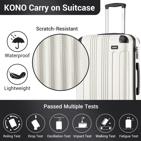 Kono 28 Inch Large Hard Shell Luggage Lightweight ABS 4 Wheels Spinner Business Trip Trolley Case Suitcase (Grey)
