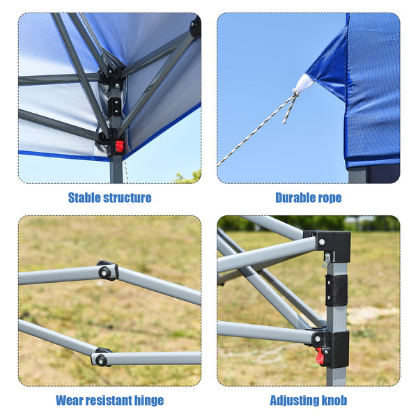 COSTWAY 2x2M/2.5x2.5M Pop up Gazebo, 3-Position Height Adjustable Commercial Instant Canopy Tent with Carry Bag, Garden Patio Sun Shelter for Camping Barbecue Party（250 x 250cm, Blue）