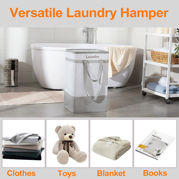 ROSOS Collapsible Foldable Hamper - Extended Double Handle, 80 L Laundry Basket for Bedroom Bathroom Dorm Storage - 1 Pack, Black