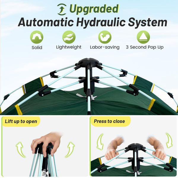 Mimajor Camping Tent Pop Up - Automatic Pop-Up 2-3 Man Tent Instant Tents Waterproof & Windproof Dome Tents, 2 in 1 Double Layers Easy Setup for Camping Hiking Backpacking Traveling