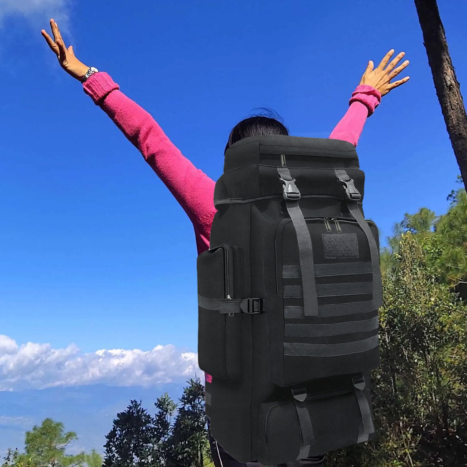 Wesoke 80L 100 liters Camping Hiking Backpack for Men, Extra Large Survival Hunting Backpack, Waterproof Big Molle Military Tactical Rucksack, Oversized Outdoor Sport Travel Daypack