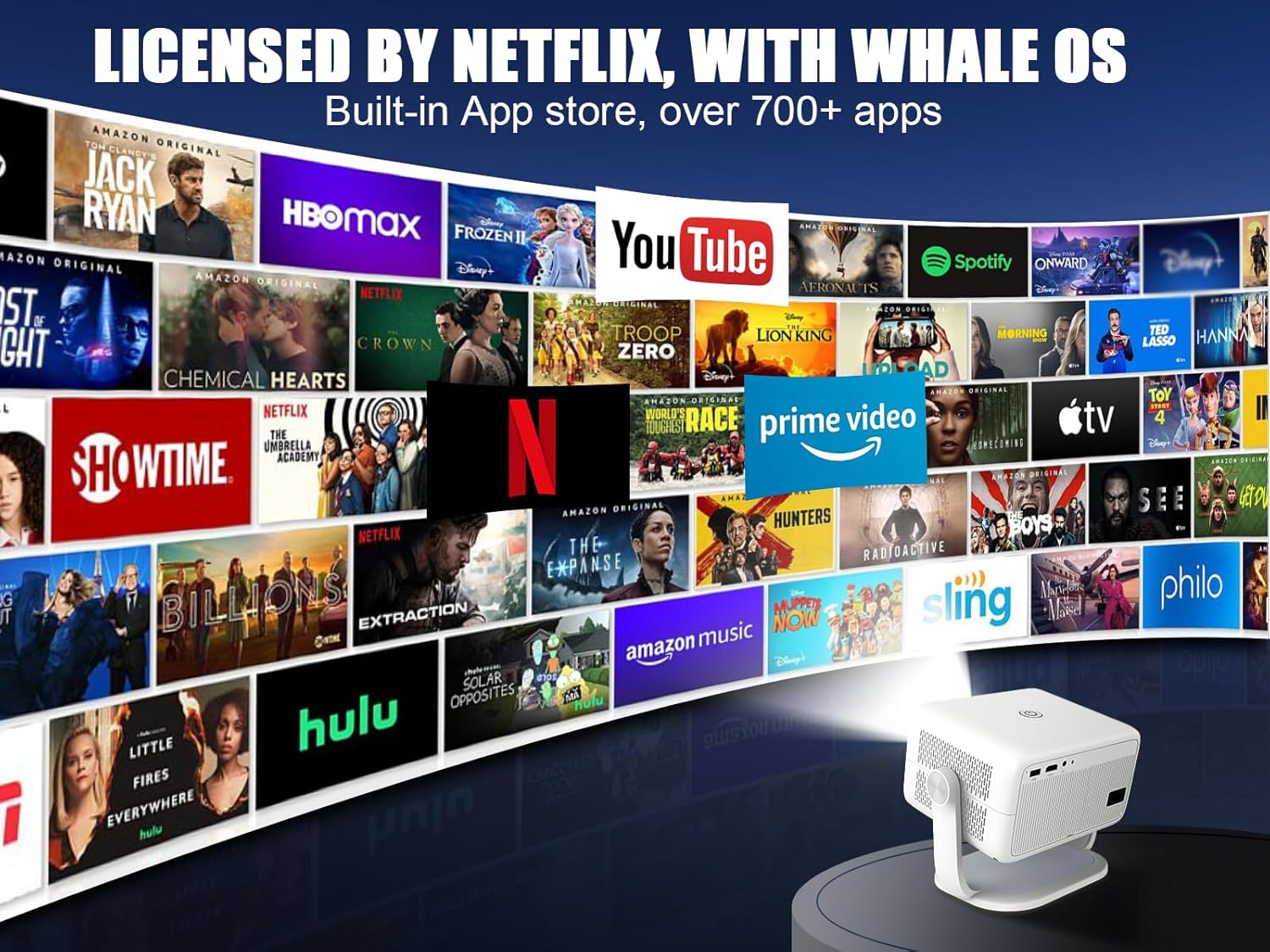 Alwtniet L018 NTV Smart Projector, 1080P Native 400 ANSI Auto Focus Auto Keystone Mini Portable Projector with Play store, ChatGPT Voice Remote Android 13 Home Video Proyector