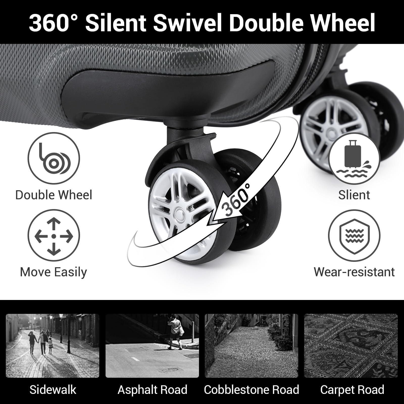 Kono Fashion Hand Luggage Lightweight ABS Hard Shell Trolley Travel Suitcase