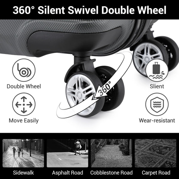 Kono Fashion Hand Luggage Lightweight ABS Hard Shell Trolley Travel Suitcase