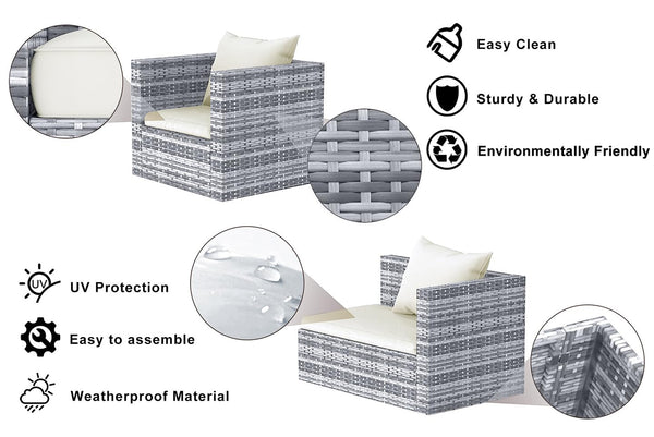 bigzzia Rattan Garden Furniture Set, 4 piece Patio Rattan furniture sofa Weaving Wicker includes 2 Armchairs,1 Double seat Sofa and 1 table (Black)