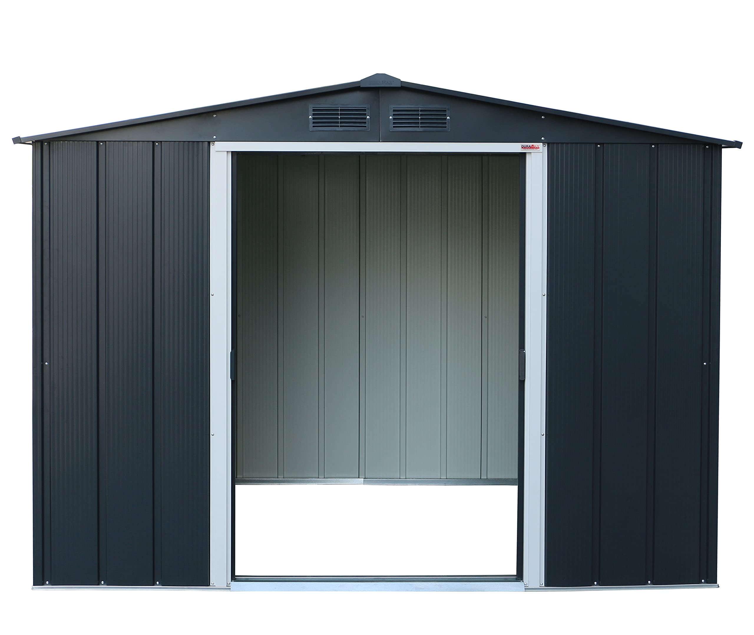 Duramax ECO 8 x 8 (6.35 m2) Metal Garden Storage Shed, Hot-Dipped Galvanized Metal Garden Shed, Tool Storage Shed, Strong Reinforced Roof Structure, Maintenance-Free Metal Shed, Anthracite