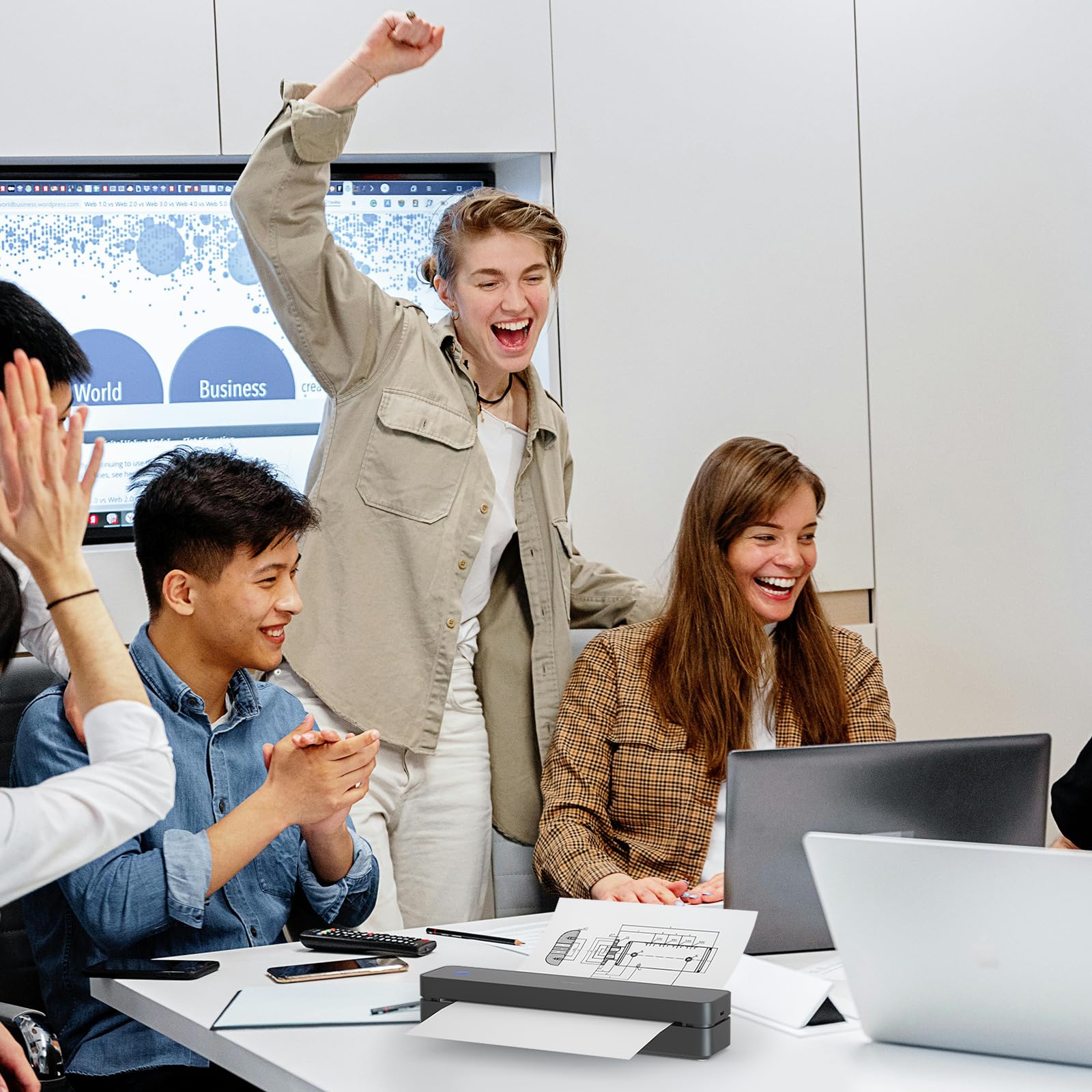 iDPRT Portable Thermal Printer,Wireless Printer for Travel Support A4&A5 Thermal Paper, Bluetooth Inkless Printers Compatible with Android and iOS Phone&Laptop,Black