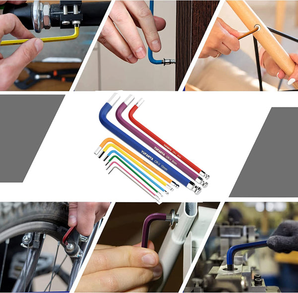 18PCS Allen Key Set,Metric Ball End Allen Hex Key Set and Torx/Star Key Set with Colour Coding,Sizes T10-T50,1.5mm-10mm for Furniture Assembly,Bike,Motorcycle Maintenance,Household DIY,Case Package