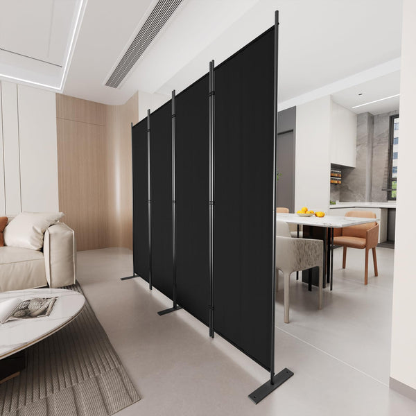 C-Hopetree 6 Panels Room Divider, 180cm Tall Indoor Folding Privacy Screen, Portable Partition Separator, Freestanding Separation Temporary Wall for Office, Bedroom, 304cm W X 180cm H, Black