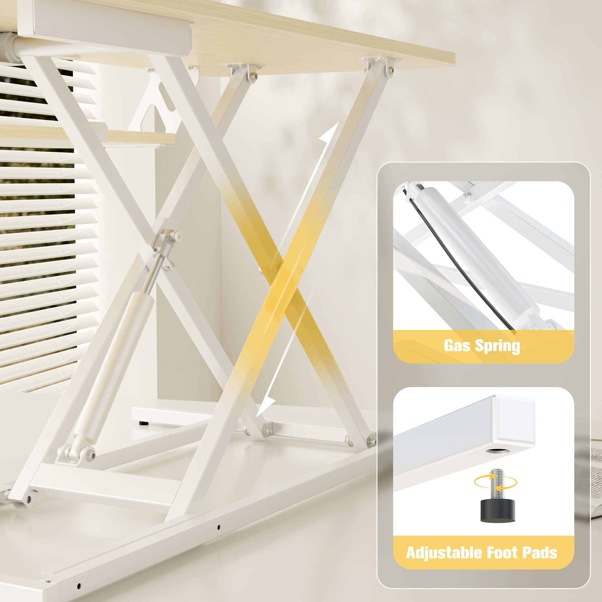 ERGOMAKER Height Adjustable Standing Desk Converter - 101cm (40 Inch) Wide Platform Tabletop Workstation - Quick Sit to Stand Desk Riser for Dual Monitors White