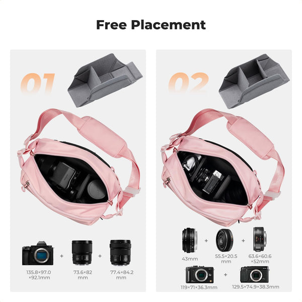 K&F Concept Camera Sling Bag, Camera Bag for DSLR and Lenses, Single Shoulder Camera Case Crossbody Bag with Tripod Holder for SLR Canon Sony Nikon Drone