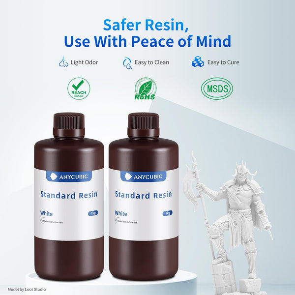 ANYCUBIC Standard 3D Printer Resin, LCD UV 405nm Rapid Photopolymer 3D Resin for 6K/8K/12K/14K LCD 3D Printers(1000g, Grey)