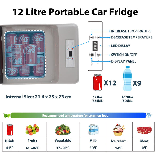 Alpicool C9PT 9L Compressor Car Fridge Freezer, DC 12v Camping Refrigerator, Portable Mini Cool Box for TruckCampervanRVBoat, -20℃ to 20℃(Black)