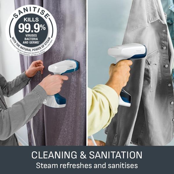 Tefal Access Steam+ Handheld Clothes Steamer, 1600W, 26 g/min Steam, No Ironing Board Needed, 2 Steam Levels, Sanitising Steam, Black & Rose Gold, DT8103