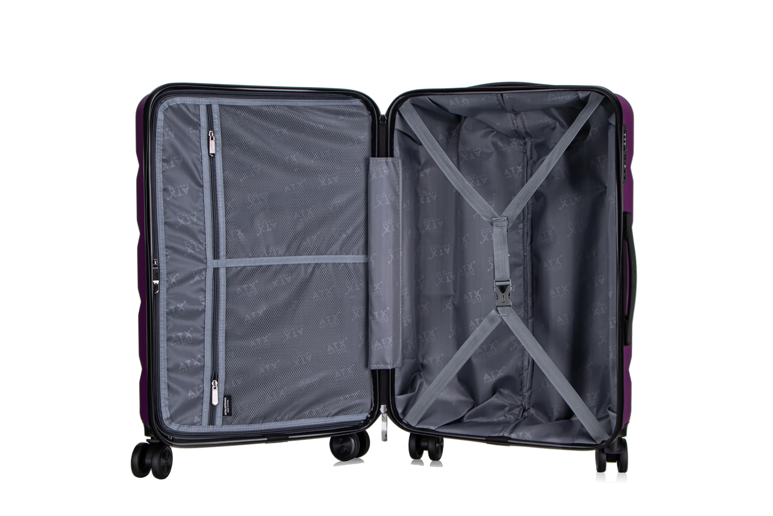 ATX Luggage Suitcase Large on 4 Dual Spinner Wheels Super Lightweight ABS Hard Shell Hold Check in with Built-in TSA Lock (Orange, 110 Liter)