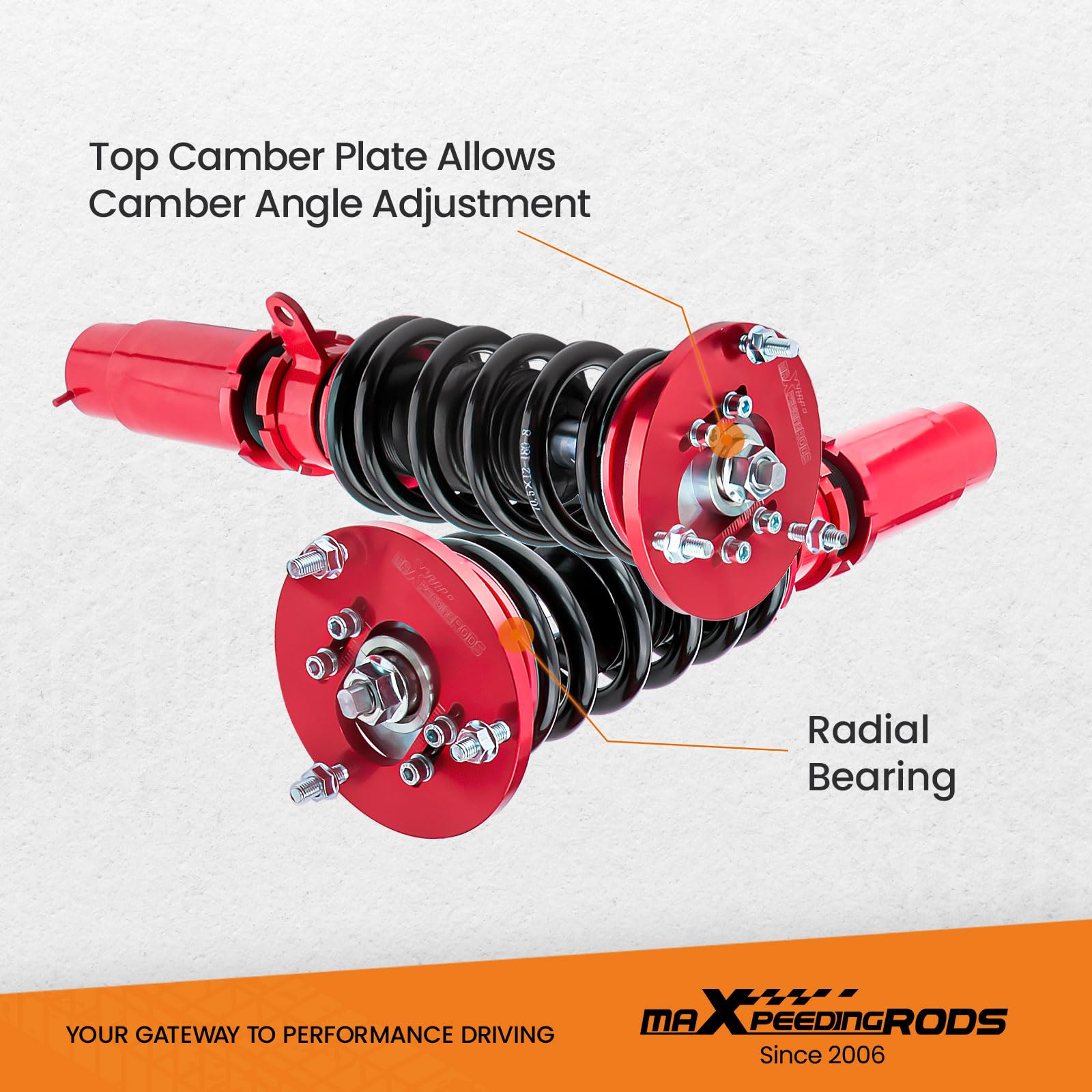 maXpeedingrods Coilovers Shock Suspension for BMW E46 3 Series 316i 318i 320i 323i 325i 328i 330i 1998-2006 - Red