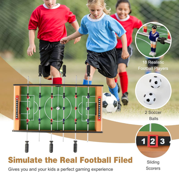 COSTWAY 27'' Football Table Top, Football Soccer Game Toy Set with Wooden Frame for Kids, Family and Party (27'' Football Table Top)