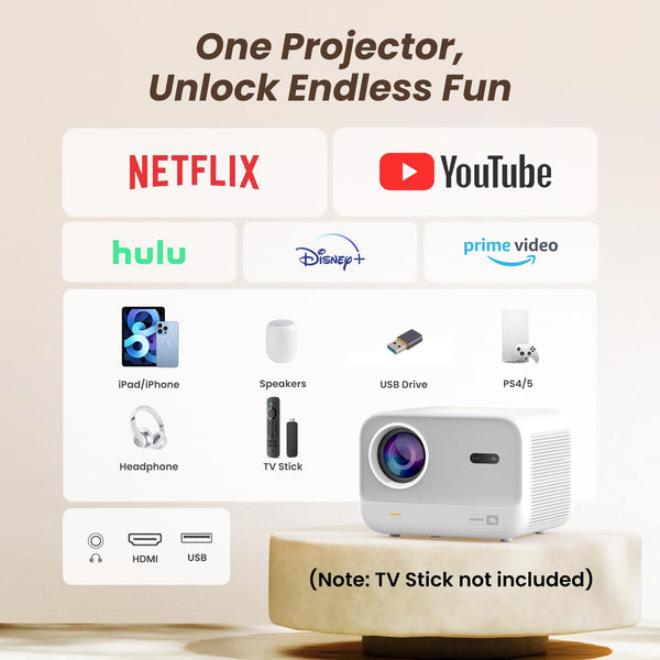 【Sound by JBL & Seamless Auto Focus】 Yaber L2s Native 1080P Projector with WiFi 6, Bluetooth 5.1, Vertical Keystone, Home Cinema and Portable Outdoor Projector compatible with iOS/Android/TV Stick