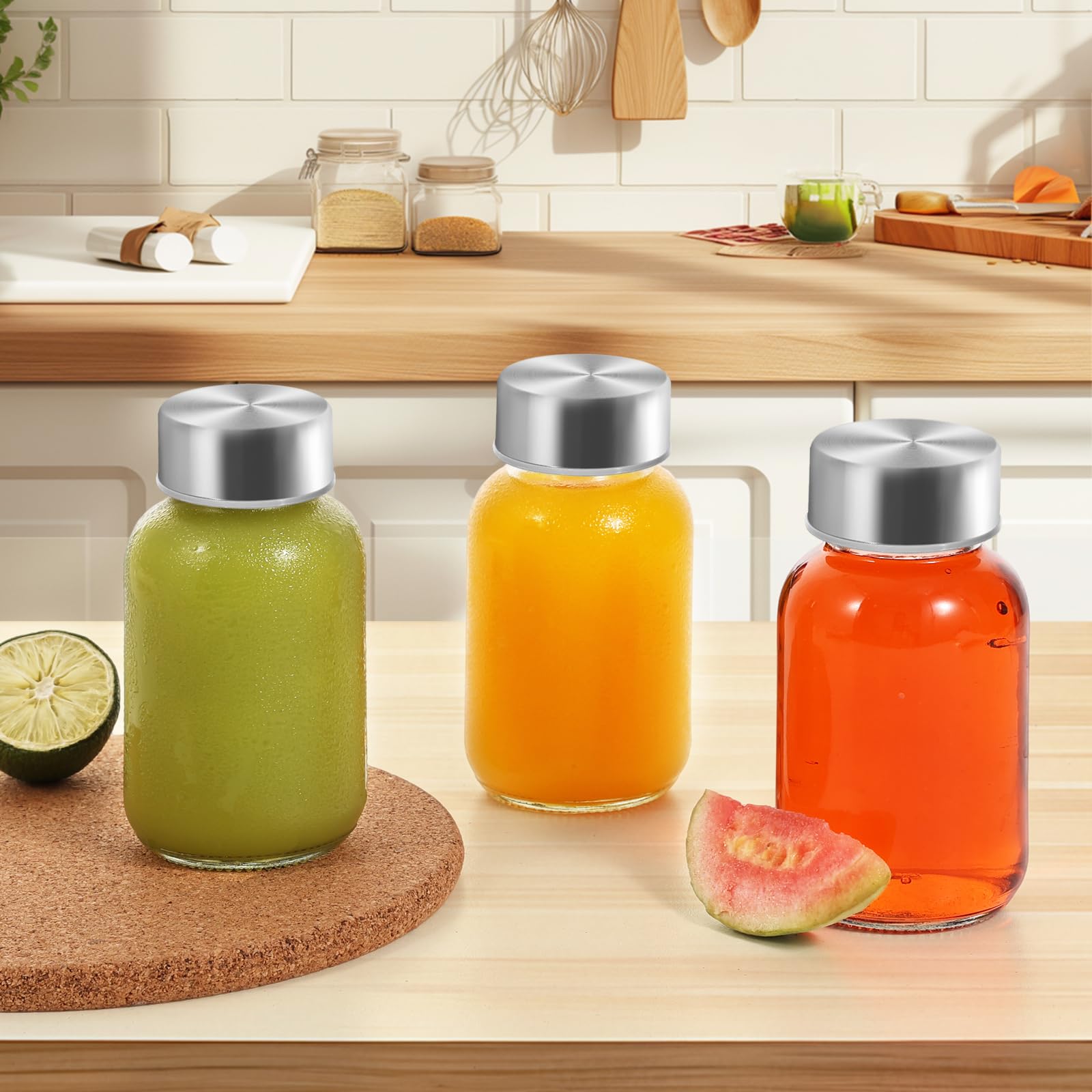 LIMILI Glass Bottles With Stainless Steel Lids, 300/350/750/1000ML Water Bottles, Leak Proof Reusable Drinking Bottles for Hot Cold Drinks, Work, Gym, Home