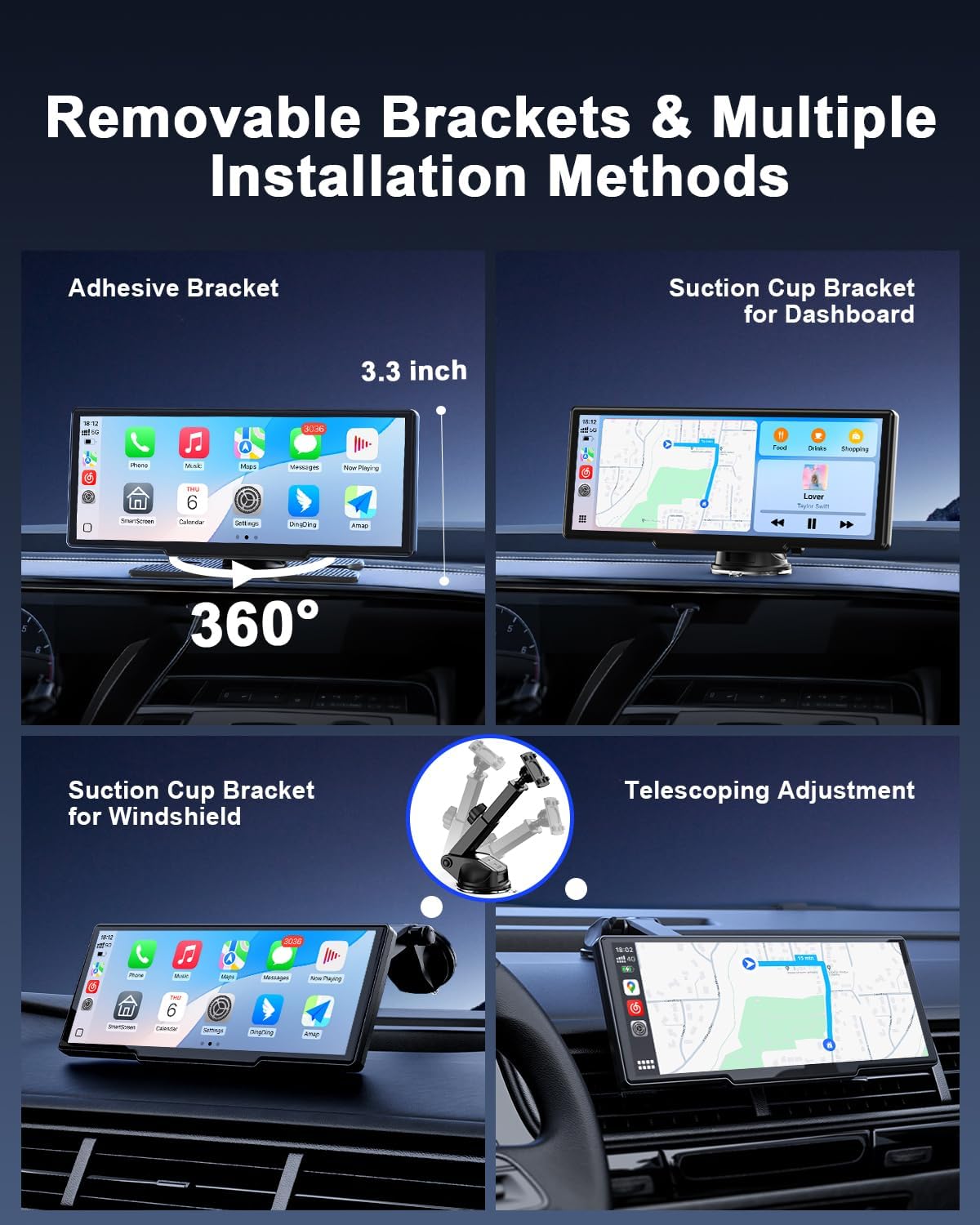 Avylet 8.1" Wireless Car Stereo for Apple Carplay & Android Auto, Portable Carplay Screen for Car, Reversing Backup Camera, OTA Upgrade, GPS Navigation/Voice Control/Mirror Link/Bluetooth/AUX/FM