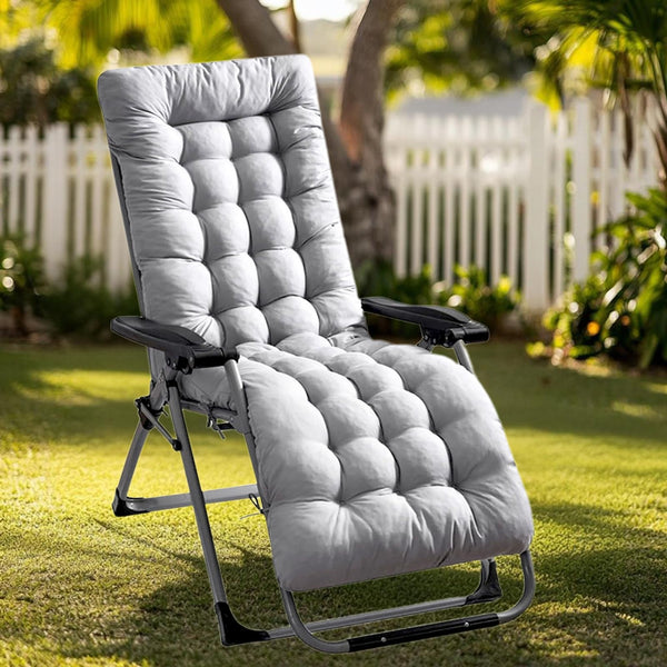 High Back Sun Lounger Replacement Cushion: 170x53 cm Padded Soft Non Slip Ties Outdoor Indoor Use for Reclining Garden Chair Patio Beach Porch Furniture