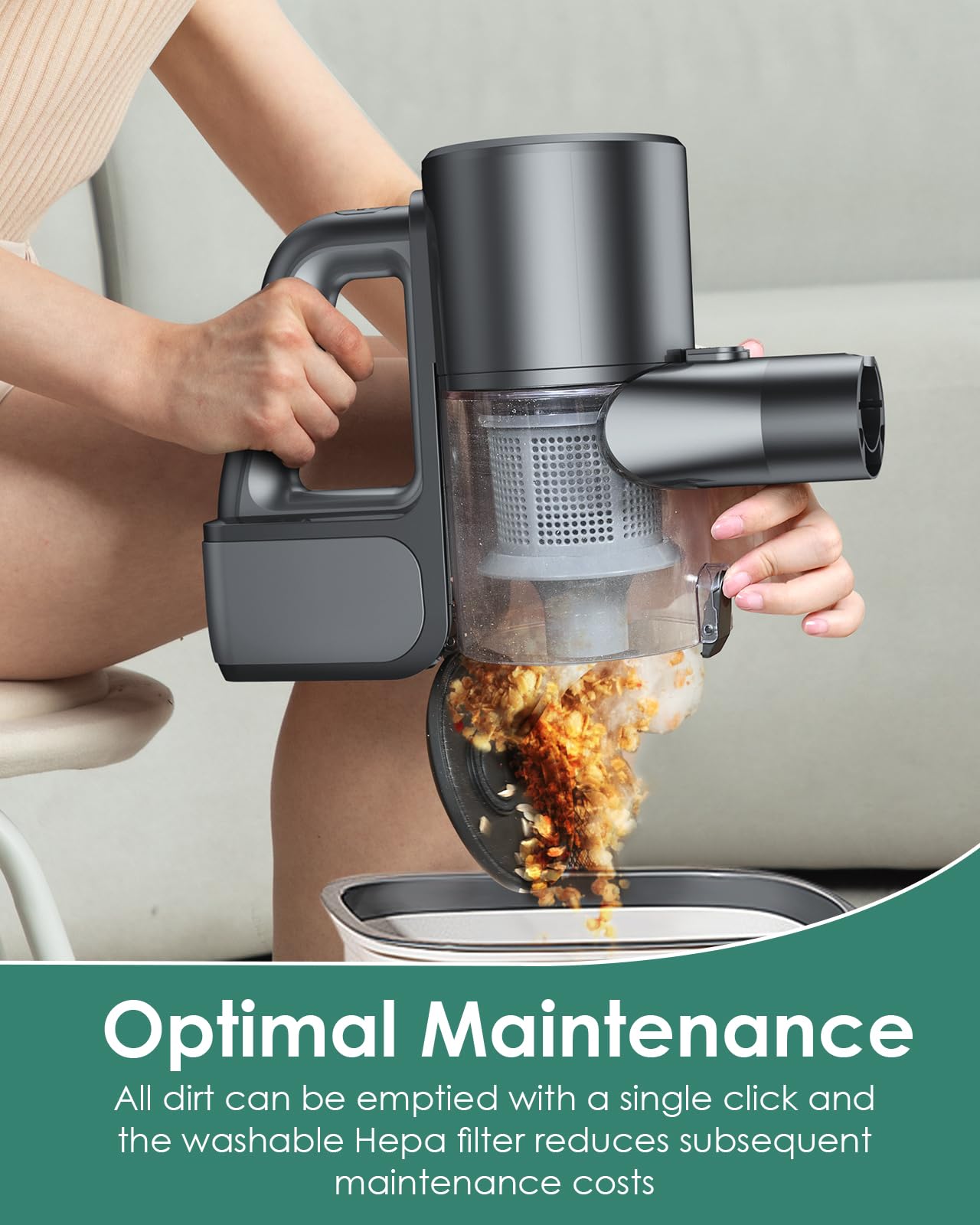 VersLife S7 PRO Cordless Vacuum Cleaner, 40Kpa 40Mins 2-in-1 Stick Vacuum, Lightweight and Versatile, Deep Cleans, Self-Standing, Green LED