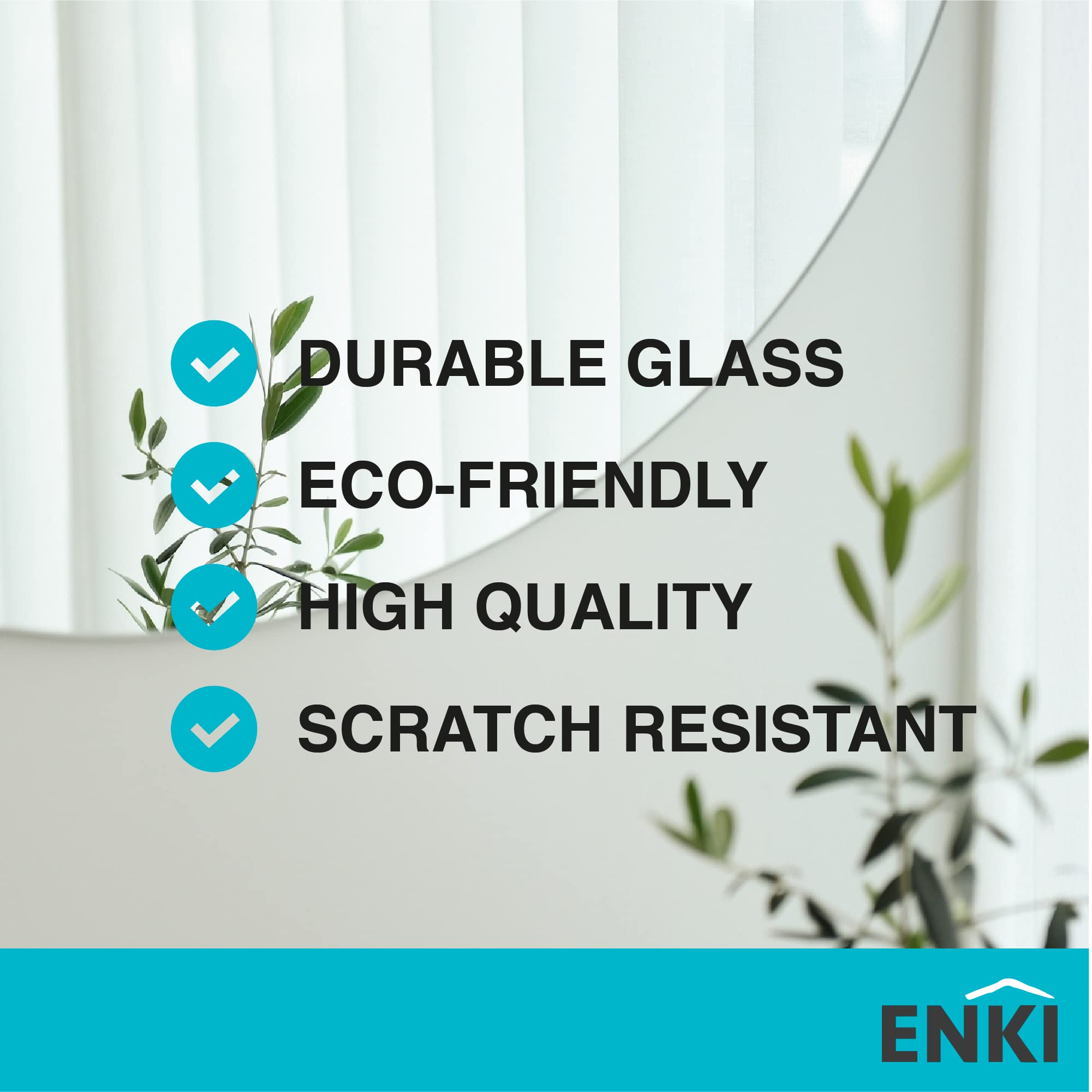 ENKI - Horizon Frameless Arched Polished Edge Glass Wall Mirror (40cm x 60cm) for Bathroom, Bedroom, Living Room & Hallway  Durable, Easy to Install,