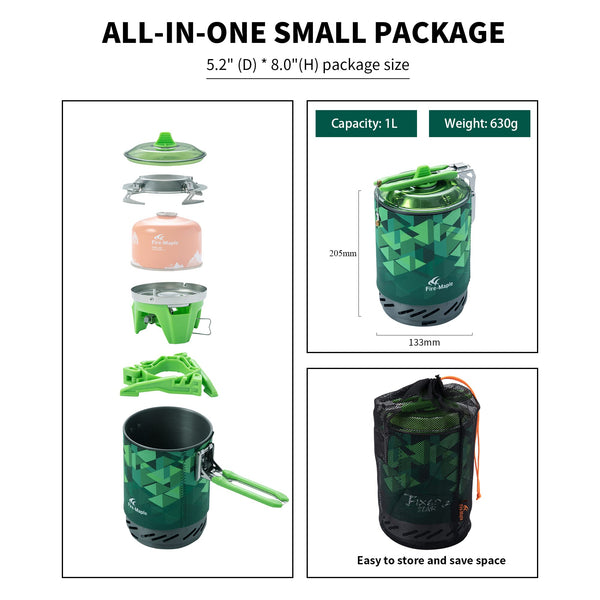 Fire-maple FMS-X2 Personal Cooking System Outdoor Hiking Camping Equipment Oven with Piezo Ignition POT Support & Stand for Outdoor Acitivities- Portable Propane Gas Stove Burner