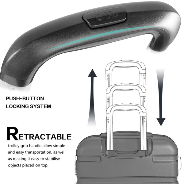COOLIFE Suitcase Trolley Carry On Hand Cabin Luggage Hard Shell Travel Bag Lightweight with TSA Lock and Durable 4 Spinner Wheels (Lemon Yellow, L(77cm 93L))