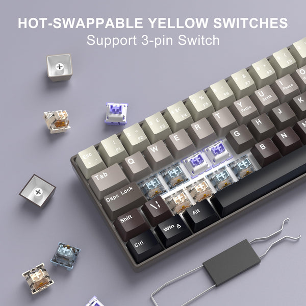 MageGee Portable 60% Gaming Mechanical Keyboard, Minimalist MK-Box Ice Blue Backlit Compact 68 Keys Wired Office Keyboard with Red Switch for Windows Laptop PC Mac Convenient(Gray & White)