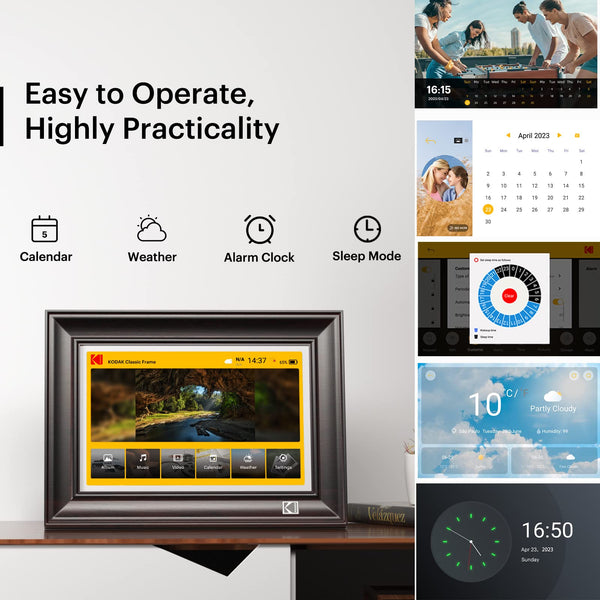 KODAK Digital Photo Frame WiFi Digital Picture Frame 10.1 Inches, FHD 1920*1200 IPS Touchscreen, Wooden Smart Electronic Frame with 32GB Memory, Easy to Share Photo, Video via APP with Your Loved Ones