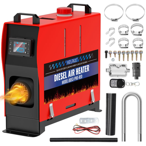 VELPAX 12V 8KW Diesel Air Heater, All in One Truck Heater, Portable Diesel Heater with Remote Control LCD Monitor and Silencer for Car Trucks Bus RV and Trailer