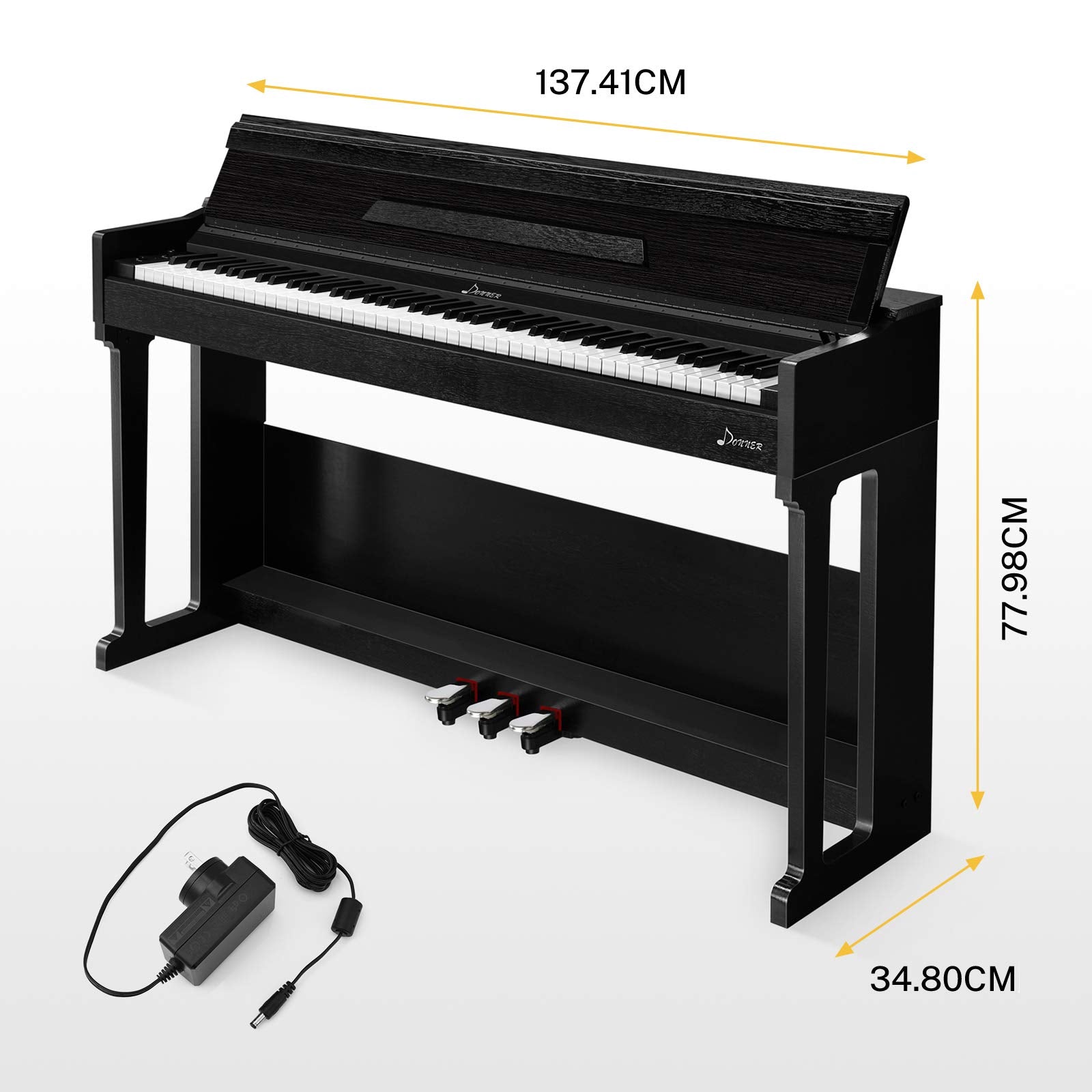 Donner DDP-60 88 Key Digital Piano for Beginner, Electric Keyboard with Velocity-Sensitive Keys, 128 Voices, 83 Rhythms, 8 Reverb Effects, 5 Strength Curves, Auto Chord, Gray
