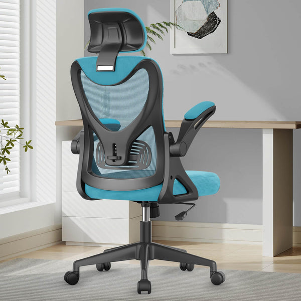 Office Chair - Ergonomic Desk Chair with Lumbar Support Headrest Adjustable, Padded Flip-up Armrests Comfy Seat Cushion High Back Executive Manager Chair For Home Office