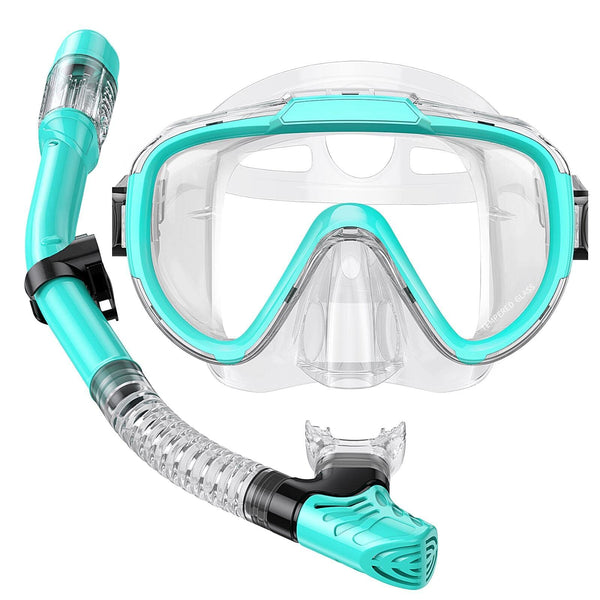Lealinga Snorkel Set Adults Snorkel Mask Anti-Fog Panoramic View Diving Mask Dry Top Snorkel Kit with Travel Bag Diving Set for Snorkeling Scuba Diving Swimming Travel