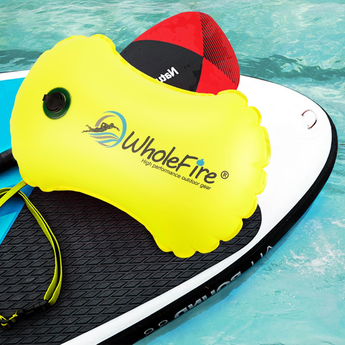 WholeFire 20L Swim Buoy Waterproof Inflatable Dry Bag Swim Safety Float for Water Sports, Open Water Swimmers, Triathletes, Kayakers and Snorkelers