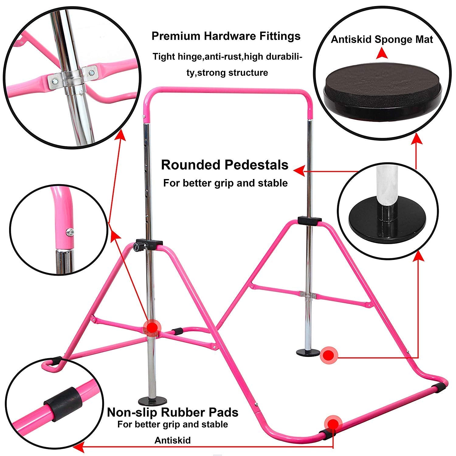 Expandable Gymnastics Bars Junior Training Bar Adjustable Height Gymnastic Horizontal Bars Children Folding Training Monkey Bars Child Gym Climbing