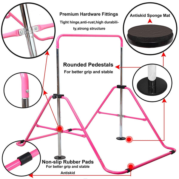Expandable Gymnastics Bars Junior Training Bar Adjustable Height Gymnastic Horizontal Bars Children Folding Training Monkey Bars Child Gym Climbing