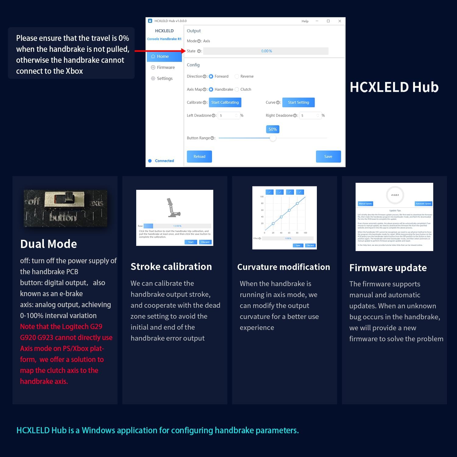 HCXLELD Sim Racing Handbrake, G29 G923 T300 Racing Wheel Compatible with PS4/PS5, G920 G923 TX Racing Wheel Compatible with XBOX Series X/S, All Racing Wheels for Windows, with Clamp