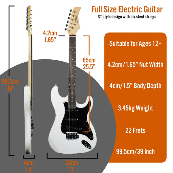 3rd Avenue XF Full Size 4/4 Electric Guitar Ultimate Kit with 10W Amp, Cable, Stand, Gig Bag, Strap, Spare Strings, Picks, Capo – Black