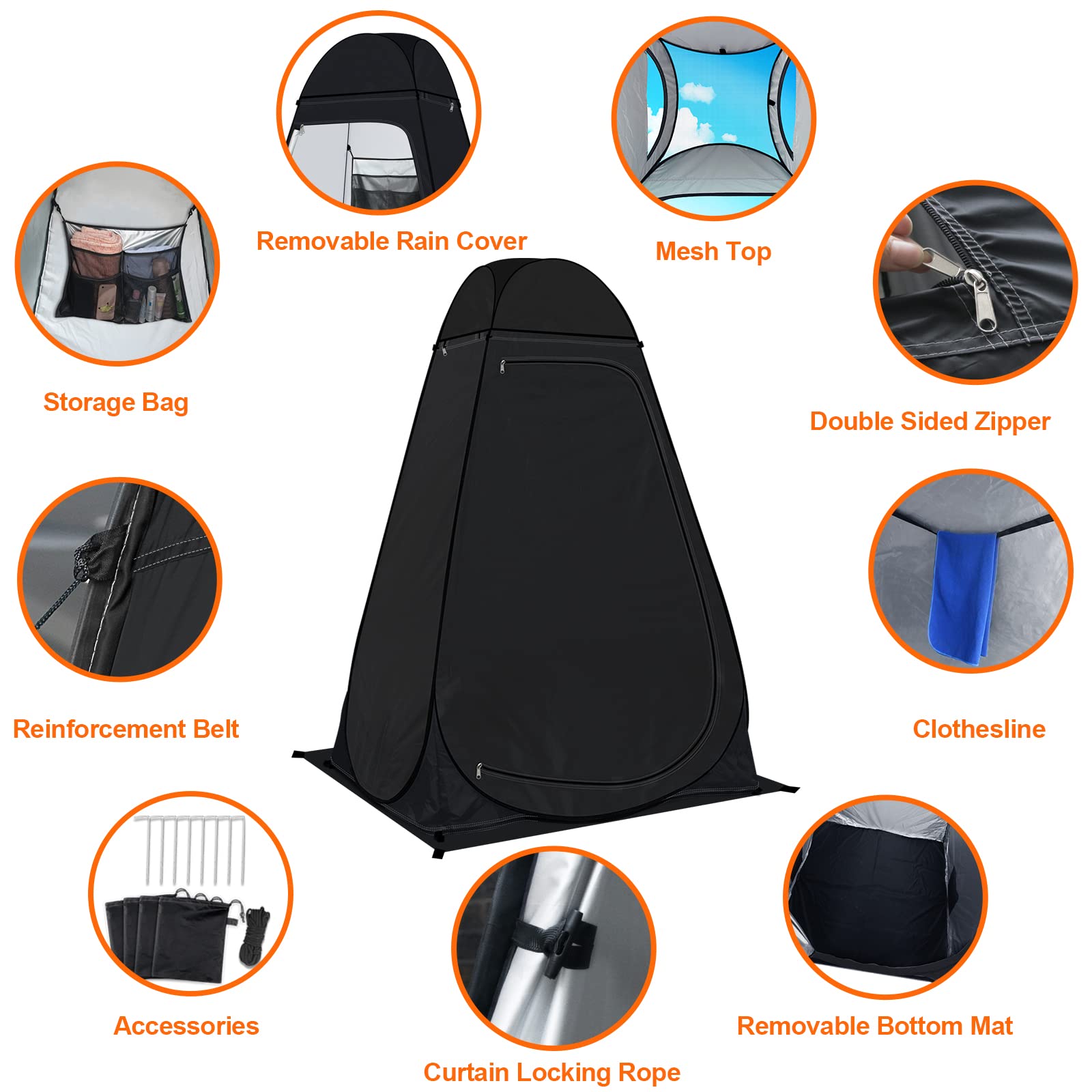 Pop Up Toilet Tent riggoo Portable Shower Toilet Tents for Camping Privacy Outdoor Changing Room for Beach Fishing Hiking Sun Shelter (UV Protection)