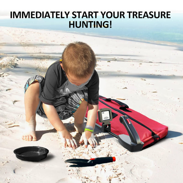 DR.ÖTEK Metal Detector for Kids, Waterproof with LCD Display and Buzzer, 60-76 cm Adjustable Stem, High Sensitivity, Lightweight Gold Detector, Ages 3-10